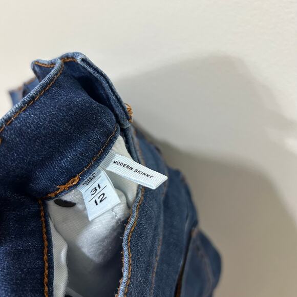 Loft Womens Sz 31/12 Modern Skinny Dark Wash Raw Cropped Hem High Rise Jeans - Picture 4 of 6